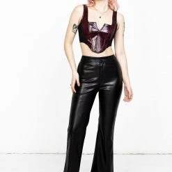 LVT1 BRONTE LEATHER FLARED TROUSERS