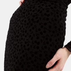 MET1 LOVESPELL FLOCKED MESH MIDI SKIRT Clothing