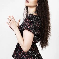 MET1 ROSETEARS FRILL PEPLUM MIDI DRESS