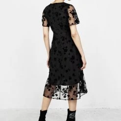 MET1 Women STEVIE FLOCKED MIDI DRESS