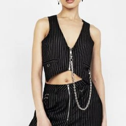 MET1 Women NIGHTMARE CROP TAILORED WAISTCOAT