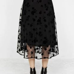 MET1 STEVIE MIDI FLOCK SKIRT