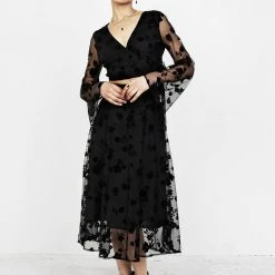 MET1 STEVIE MIDI FLOCK SKIRT