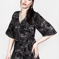 MET1 SPELLWORK MIDI WRAP DRESS Women