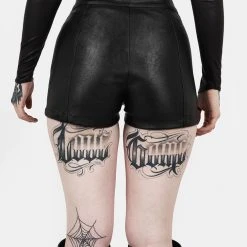 MET1 Mosh Faux Leather Lace Up Shorts