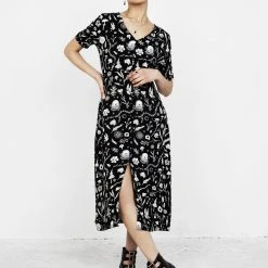 MET1 Women HEDGEWITCH V-NECK MIDI DRESS