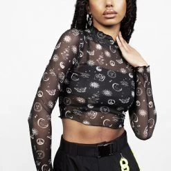 PFA1 Clothing EUPHORIA LETTUCE EDGE MESH CROP TOP