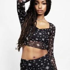 PFA1 ENSNARE LACE TRIM MESH TOP Clothing 12 PFA1 ENSNARE LACE TRIM MESH TOP Clothing