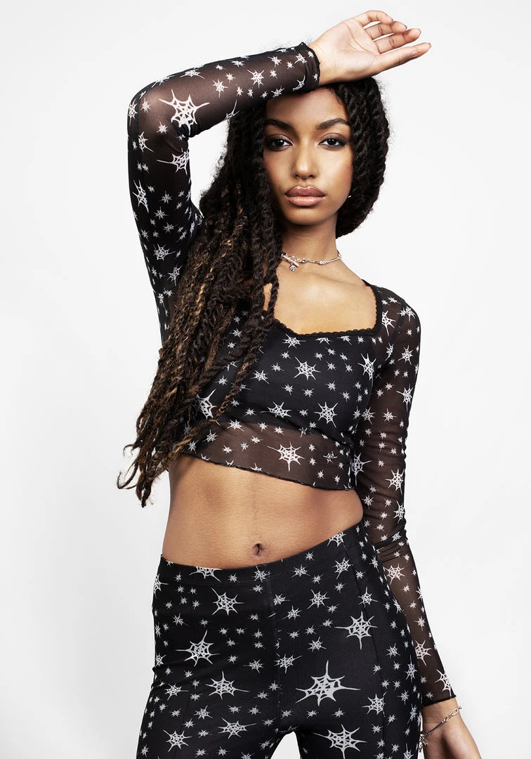 PFA1 ENSNARE LACE TRIM MESH TOP Clothing 6 PFA1 ENSNARE LACE TRIM MESH TOP Clothing