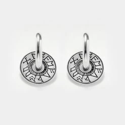 TOU1 Women Runes Disk Earrings