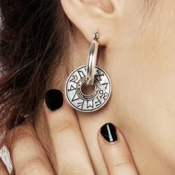 TOU1 Women Runes Disk Earrings