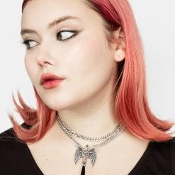 TOU1 Accessories BAPHOMET BLACK AGATE CHAIN CHOKER