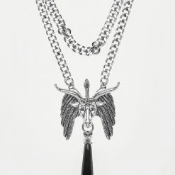 TOU1 Accessories BAPHOMET BLACK AGATE CHAIN CHOKER